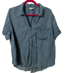 Terra & Sky Light Weight Denim Short Sleeve Button Up Shirt. Size 14W